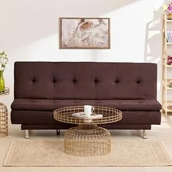 Da URBAN 3 Seater Sofa for Living Room, Couch Sofa for Living Room (Velvet & Leatherette Brown)