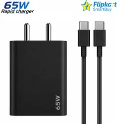Flipkart SmartBuy 65 W PD 3 A Wall Charger for Mobile with Detachable Cable (Black)