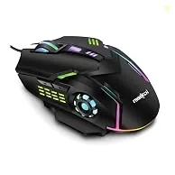 FRONTECH Wired Gaming Mouse MS-0050, Black | 6 Key RGB Backlit Effect, 7 LED Lighting, 3600 DPI, USB Plug &amp; Play, 1-Year Warranty