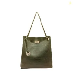Bagsy Malone Bucket Shaped Tote Bag (Croco Olive)