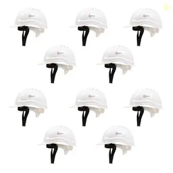 Robustt Safety Helmet - White (Pack of 10) | Adjustable Headband | Heavy Duty Material | As Per ISI Safety Standard | Non Irritant and Soft Fabric | L