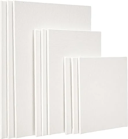 Amazon Brand - Solimo Cotton Canvas Boards for Painting (20.3x25.4 CM, 15.2x20.3 CM, 15.2x15.2 CM) Combo Pack of 9,White