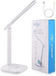 Bulfyss Air USB Rechargeable LED Desk Lamp Dimmable Foldable Office Lamp with 3 Lighting Modes and 5 Brightness Levels Touch Control Table Lamps for Study, Work and Reading (Warm White, Natural)