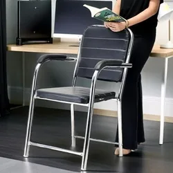 Office Chair Visitor Chair with arm Rest with Steel Frame and Cushioned seat Back, Chair Without Wheels Holds up to 140 kg Heavy Design (1, Black, Hea