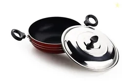 Crystal Platinum Series Non Stick Kadai with Steel Lid| 250 mm | 3 mm Thickness | Metal Spoon Friendly | 3 Layer Coating