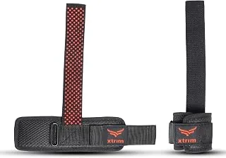XTRIM Silicon Coated Weightlifting Strap with Wrist Support for Weight Training, Gym Workout, Bodybuilding, Strength Training