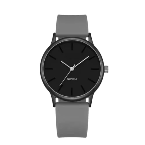 VIRAKTI Silicone Strap Analog Watch for Men with Round Dial Stylish Darkgrey