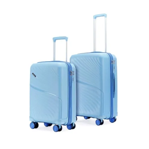 LAttitude by Provogue Meridian Set of 2 Trolley Bags Cabin + Medium Polypropylene Hard Suitcase, 8 Spinner Wheels, 2-Pocket Convipack,Recessed Number