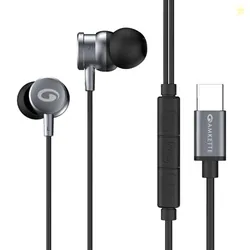 Amkette Trubeats M15 Type C Earphones with Mic, 10mm Drivers, 3 Button Control, AI Assistants, Detachable Collar Clip, Type C Headphones with Ergonomi