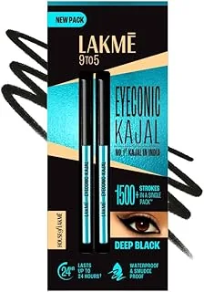 Eyeconic Black Kajal 0.35 g (Combo Pack of 2) Matte Kohl Liner in a Twist Up Pencil - Waterproof|| Smudge Proof & Long Lasting Eye Makeup