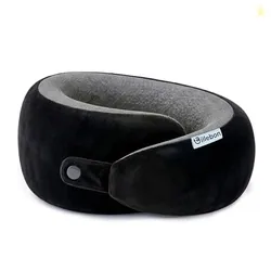Memory Foam Neck Pillow with Cooling Gel, Snake Shape Travel Pillow with Snap Button, Neck Rest for Travelling & Flight Travel, Ergonomic Support for