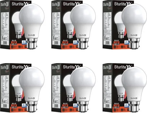 Sturlite 10 W Basic Standard B22 D LED Bulb White, Pack of 6