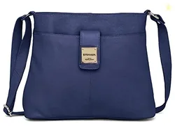 Leather Ladies Sling Bag | Cross-body Bag | Hand Bag | Shoulder Bag with Adjustable Strap for Girls & Women. (Navy Blue)