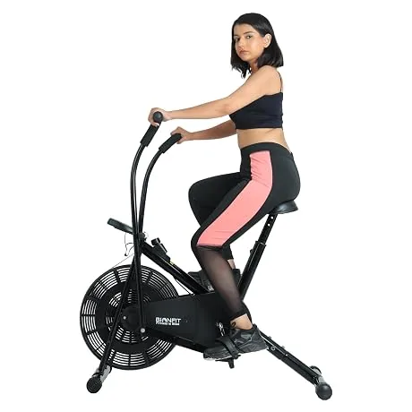 BIONFIT Air Bike for Home Gym | Stationary Indoor Exercise Cycle for Men, Women, and Cardio Workout &amp; Fitness, Max Weight: 120 Kg | For Free Insta