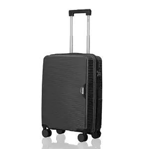 HRX Parabola Cabin Size Haileys Black Polypropylene Hard Shell Suitcase - Premium Travel Trolley Bag with 8 Spinner Wheels Number Lock & Water Resistant Body