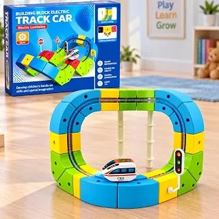 GRAPHENE 67 PCS Electric Train Set with 3D Flexible Cube Tracks DIY Railway Building Blocks with Electric Track Car Anti-Gravity Race Track Constructi