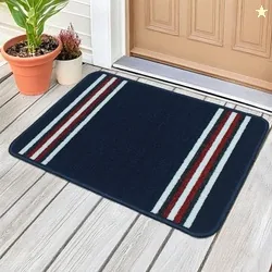 Pack of 1 Nylon Bathroom Mat Anti-Skid Bath Rug | Floor Mat for Bathroom, Kitchen, Bedroom & Office |Navy Blue Stripes Design-(37x57cm) Pack of 1 Nylo