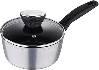 Carbon TT Forged Aluminium Non-Stick Saucepan with Glass Lid & Induction Base (16 cm, 1.3 Liters, Metallic Grey)