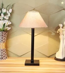 tu casa Off White Cotton Flex Shade with Black Metal-Iron Base Table Lamp | Elegant Bedside & Desk Lamp for Bedroom, Living Room, Office, Home Dcor &