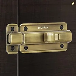Plantex Premium Heavy Duty Door Stopper/Door Lock Latch for Home and Office Doors/Baby Latch - Pack of 2 (Brass Antique)