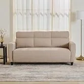 Helios Emily 3-Seater Fabric Sofa | Sofa for Living Room | Solid Wood | Beige | 1 Year Warranty