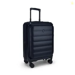 F Gear Valencia 54cm Small German Makrolon Polycarbonate, Front-Opening Hard Luggage | 8 Super Silent 360 Spinner Wheels, Cabin Suitcase for Travel | Expandable, Lightweight, TSA Lock | Navy