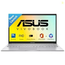 ASUS Vivobook 15 (2026)Intel Core 3 100U,(i3-14th Gen),Intel iGPU,8GB RAM,512GB SSD,FHD,15.6(39.6 cm),Windows 11,M365 Basic(1Y),Office 2024,Cool Silver,1.7 Kg,X1504VAP-IN005WS,Thin & Light Laptop