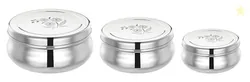 Amazon Brand - Solimo Belly Puri Dabba set | BPA-FREE | Stainless steel | Glossy finish | Set of 3