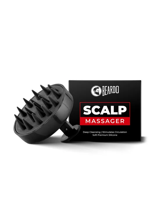 BEARDO Hair Scalp Massager Brush With Soft Silicone Bristles - Black