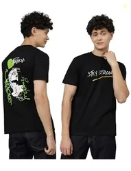 Men's Fit Printed Pure Cotton Oversized Round Neck Longline Drop Shoulder Short Sleeve Tshirt