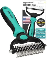 Maxpower Planet Pet Grooming Brush - Double Sided Shedding, Dematting - Undercoat Rake Dogs - Dog Grooming Brush - Deshedding Brush for Dogs - Dog Bru
