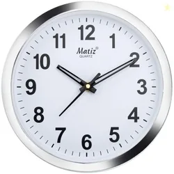 Matiz 101 Round Wall Clock Silver Color Plastic Case White Dial Analog for Living Room Home Decorations Office (Size: 20 x 20 CM) Matiz 101 Round Wall