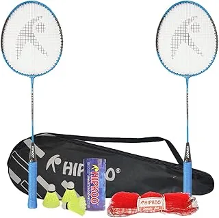 Hipkoo Sports HR 15 Aluminum Badminton Complete Racquets Set | 2 Wide Body Racket, 3 Shuttlecocks and Net | Ideal for Beginner | Lightweight & Sturdy