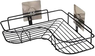 BENAVJI Drill Free Corner Shelf for Bathroom Wall Bathroom Organizer Without Drill Kitchen Rack (1, Black Medium L Shape)