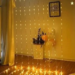 Desidiya 200 LED Waterfall Curtain String Lights 3x2m Warm White 8 Lighting Modes, Adjustable Brightness, Memory Function, 10 Hanging Strands, Indoor