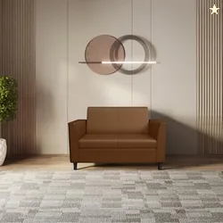 Interio by Godrej Emperor 2-Seater Synthetic Leather Sofa | 1-Year Warranty, Solid Wood, Toffee-Brown