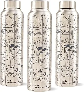The Better Home Stainless Steel Water Bottle 1 Litre | Water Bottles for Home 1 Ltr | Anti Rust | Odor Free | Printed Steel Bottles | Aesthetic Bottle