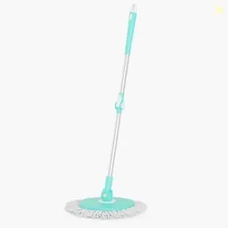 Vivela Spin Mop | Extendable Stainless Steel Handle | 360 Rotating Microfiber Mop Head | Wet & Dry Floor Cleaning | Adjustable Height | Reusable Pad