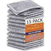 BAYTORA Non Scratch Wire Dish Cloth (Pack of 15), Steel Scrubber for Utensils Cleaning, Multipurpose Wet and Dry Cleaning, Stainless-Steel Dish Wash S