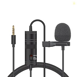 Tygot T-M1 Auxiliary Omnidirectional Lavalier Clip On Collar Microphone for Mobile Phone, Camera with 6M Audio Cable, 3.5 MM TRRS Plug and 6.35 MM Ada