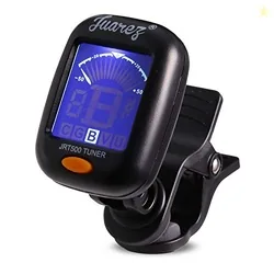 Juarez JRT500 Premium Clip-On Chromatic Tuner for Guitar, Bass, Violin & Ukulele  Digital LCD Screen with Dual Backlight, Portable & Accurate, CR2032