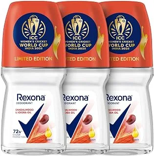 Sandalwood & Jojoba Oil Antiperspirant Roll-On | for Women | 72H Odour Protection | Limited Edition Pack - ICC Womens Cricket World Cup India 2025 |5