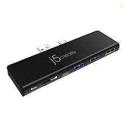 j5create Surface Pro 7 Ultradrive Mini Dock, 6-in-2, 4K60 HDMI, 10Gbps USB-A x 2, 10 Gbps USB-C with PD 60W Pass-Through Charging, SD/microSD Card Reader (JCD324B)