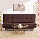 Da URBAN 3 Seater Sofa for Living Room, Couch Sofa for Living Room (Velvet & Leatherette Brown)
