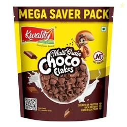 KWALITY Choco Flakes 1.2 Kg | Crispy, Wholesome Cereal Made with Whole Wheat | Zero Maida and No Preservatives | Packed with Fiber, Protein
