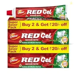 Dabur Red Gel Ayurvedic Toothpaste - 600g (150g x 4) | Reduction in Bad Breath, Plaque & Gingivitis | Freshness with Protection | For Healthy Gums & E