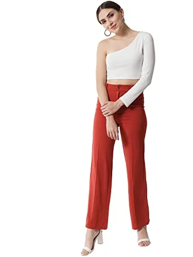 KOTTY Women Polyester Blend Solid Trousers