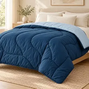 BSB HOME Microfibre All Season/AC/Summer Solid Reversible Double Bed Comforter Blanket | Blanket | Dohar | Duvets - (220 GSM Aqua and Blue)
