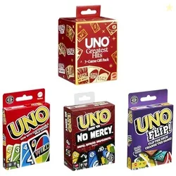 Mattel Games UNO Greatest Hits Gift Pack with 3 Card Games, UNO, UNO Flip & UNO Show em No Mercy for Kids, Teens, Grown-Ups & Family Nights & Parties