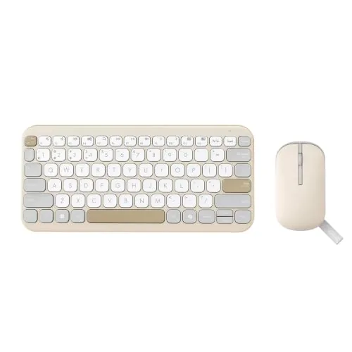 ASUS Marshmallow CW200 Wireless Keyboard & Mouse Combo,2.4GHz Wireless Connectivity, Ultra-Slim Design,Adjustable Upto 1600 DPI,Compatible with Windows, ChromeOS, MacOS, iOS & iPadOS devices, Oat Milk